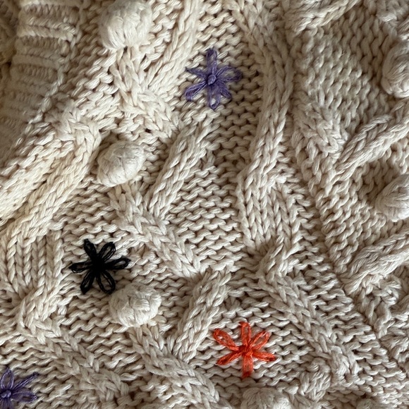 Cozy Knit Sweater with Colorful Embroidery- worn maybe twice. 265 retail - Picture 3 of 6